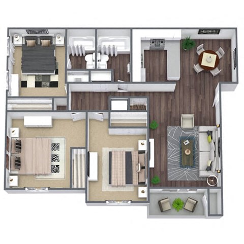 3-Bedroom 2-Bathroom Floor Plan