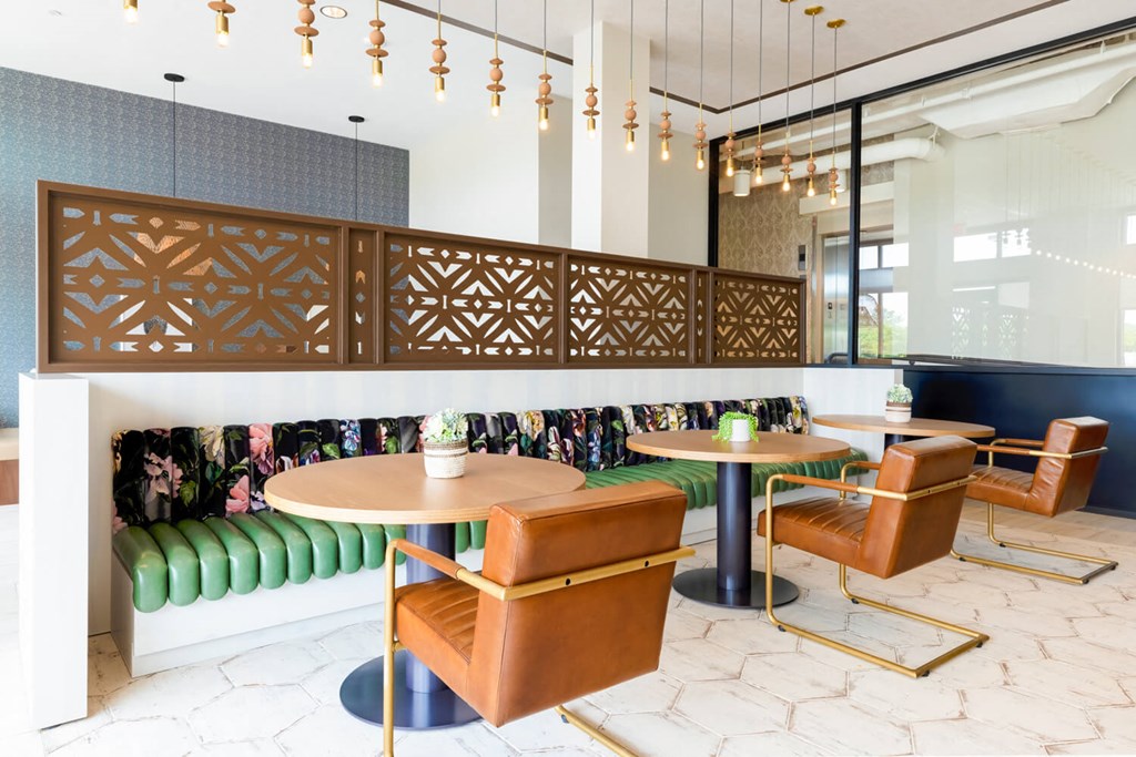 Community area with tables and chairs