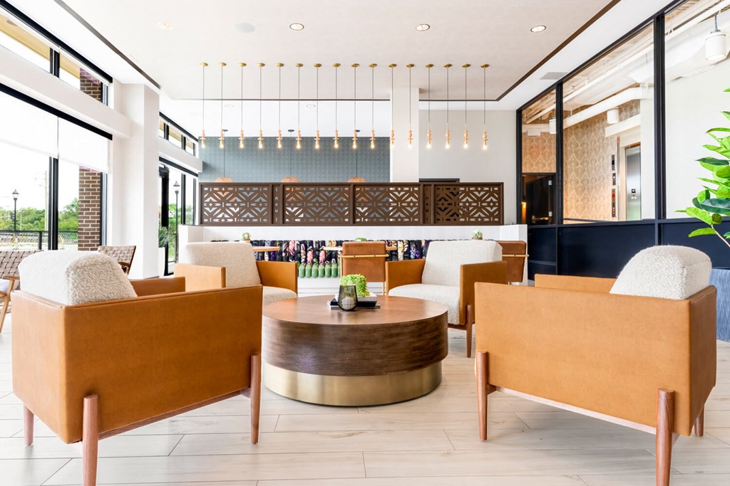 Lobby area with chairs and coffee table