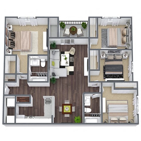 4-bedroom floor plan