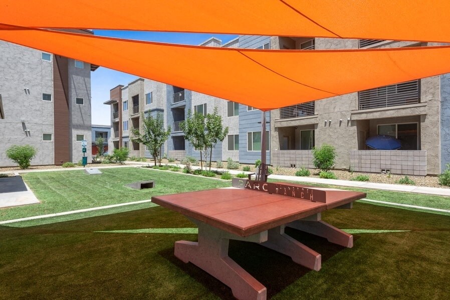 Outdoor covered ping pong table