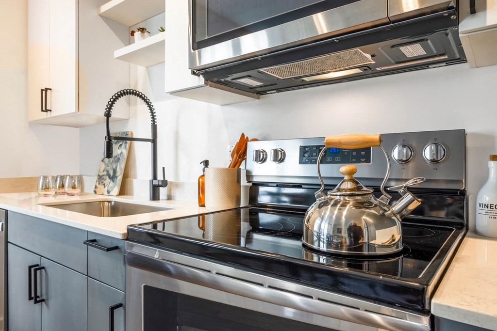 Model kitchen with electric range