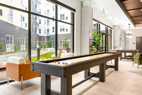 Game room interior with game table