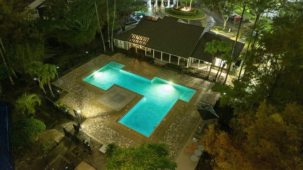 Aerial View of Community Swimming Pool at Fountains at Lee Vista Apartments in Orlando, FL.