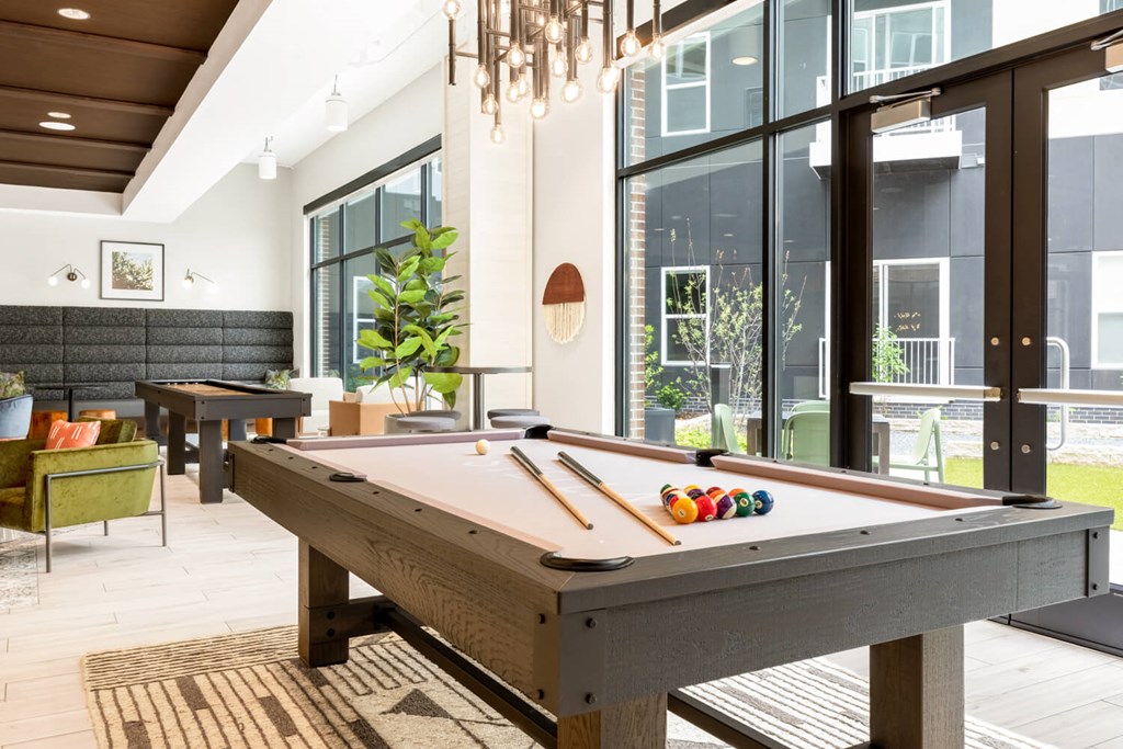 Game room with billiards table