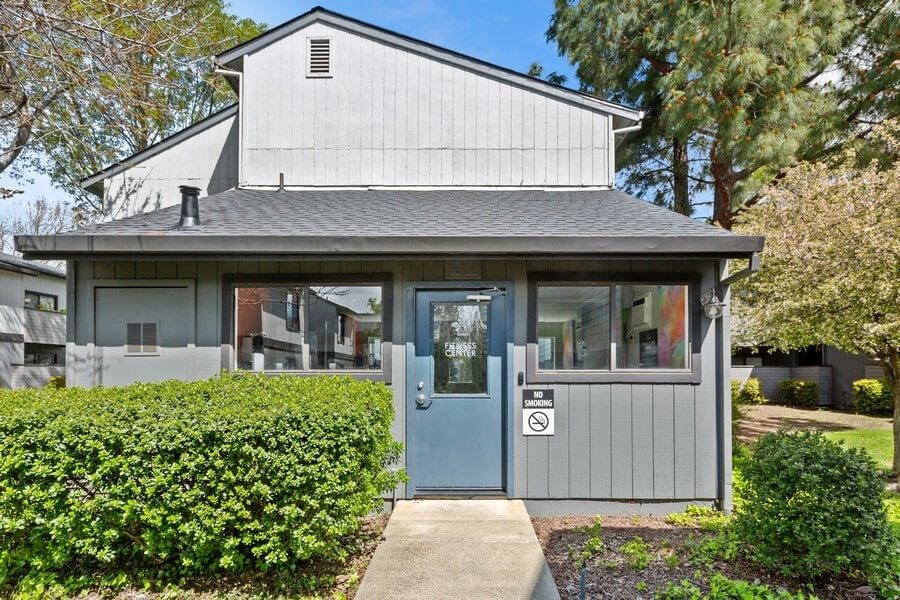 Fitness center exterior at Bridges on Sunset Apartments in Suisun, CA