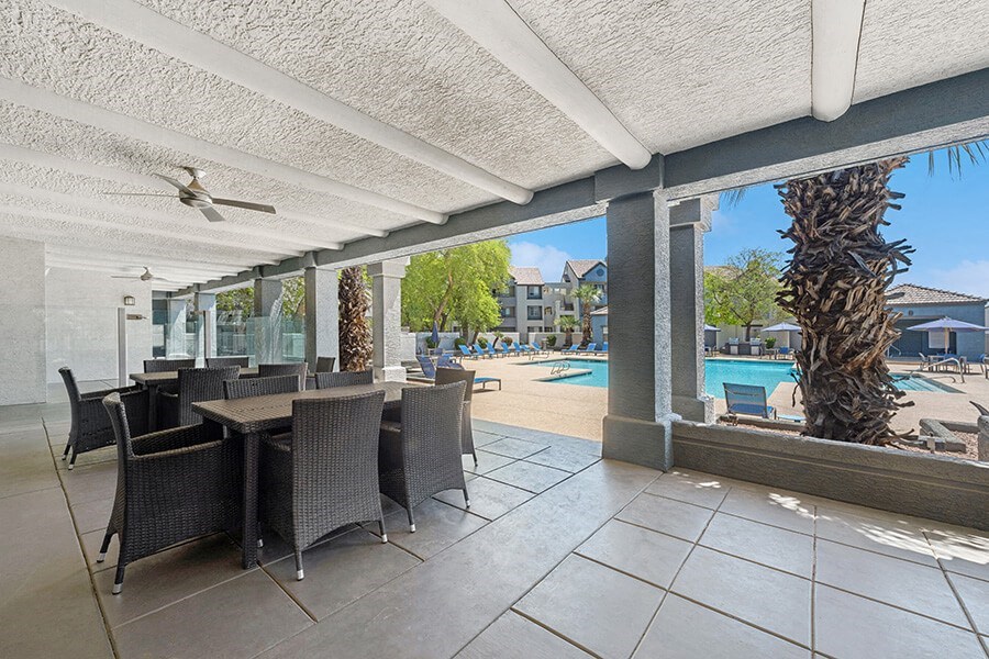 Outdoor Patio Area with Lounge Furniture at Array South Mountain, Phoenix, AZ