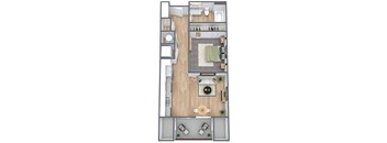 S, studio 1 bath, 568 sqft.