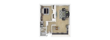 A1 1X1 Floor Plan, 720 SQFT
