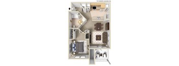 A1 1X1 Floor Plan, 775-776 SQFT