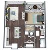 A1 Balcony, 1-Bed 1-Bath Floor Plan, 864 SQFT