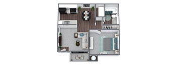 A1 1-Bed 1-Bath Floor Plan, 600SQFT