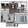 A1 1-Bed 1-Bath Floor Plan, 600SQFT