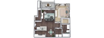 A1 1X1 Floor Plan, 680 SQFT