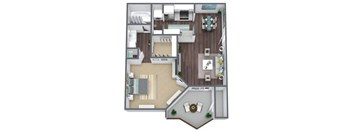 1-Bed, 1-Bath Floor Plan. 564 Sqft.