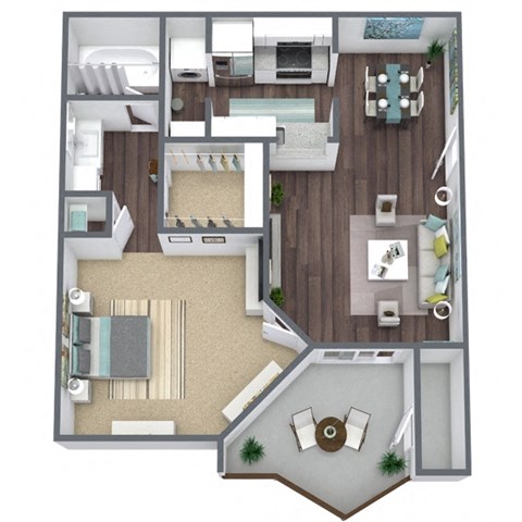 1-Bed, 1-Bath Floor Plan. 564 Sqft.