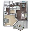 1-Bed, 1-Bath Floor Plan. 564 Sqft.