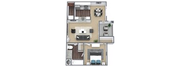 A1 3D Floor Plan Image at Hidden Creek, Texas, 75077