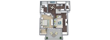 A1 Floor Plan, 1 bed 1 bath