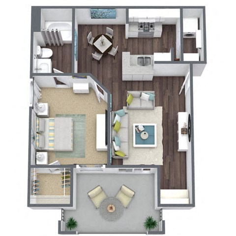 A1 Floor Plan, 1 bed 1 bath