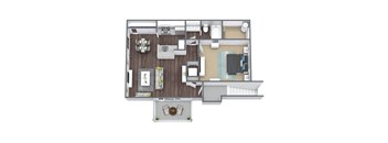 A1 Floor Plan 1-Bed, 1-Bath