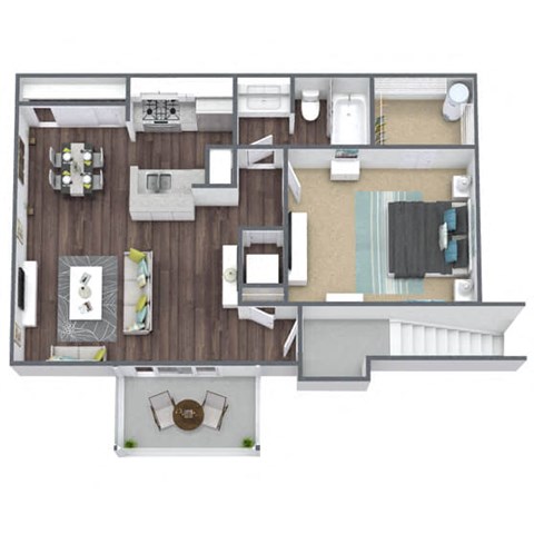 A1 Floor Plan 1-Bed, 1-Bath