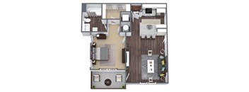 A1 Floor Plan, 1-Bed 1-Bath, 685 SQFT