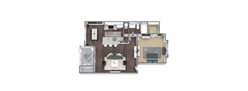 A1 Floor Plan, 1-Bed, 1-Bath, 756 SQFT.