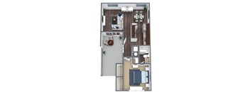 1 Bedroom 3D Floor Plan