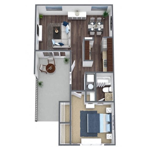 1 Bedroom 3D Floor Plan
