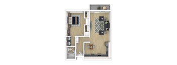 A2 1X1 Floor Plan, 743 SQFT