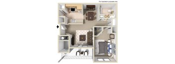 A2 1X1 Floor Plan, 780 SQFT