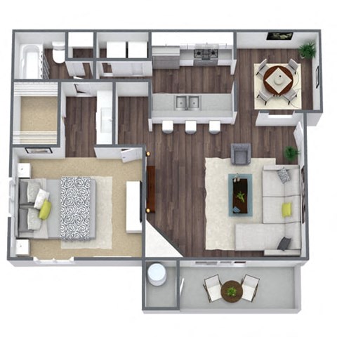 1 bed 1 bath A2 Floor Plan at Array South Mountain, Phoenix, AZ, 85044