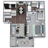A2 1-Bed 1-Bath Floor Plan, 700SQFT