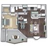 1-Bed, 1-Bath Floor Plan. 677 Sqft.
