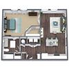 A2, 1-Bed 1-Bath Floor Plan, 800 SQFT