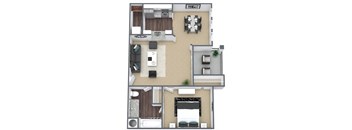 A2 3D Floor Plan Image at Hidden Creek, Lewisville, 75077