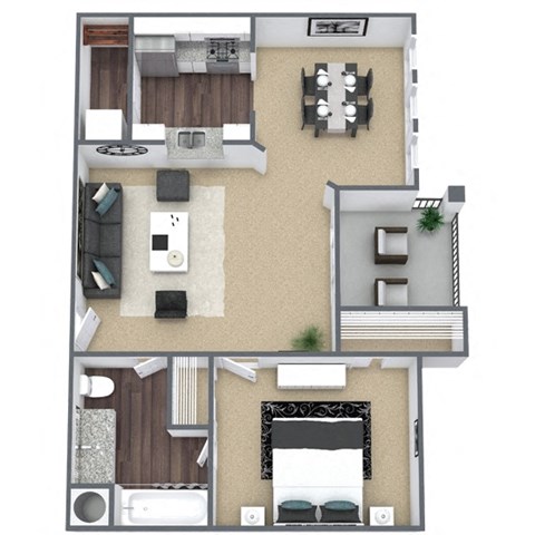 A2 3D Floor Plan Image at Hidden Creek, Lewisville, 75077
