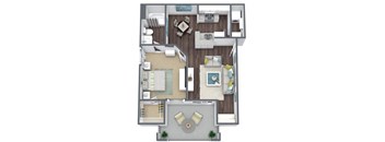 A2 Floor Plan, 1 bed 1 bath
