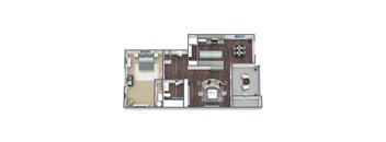 A2 Floor Plan, 1-Bed 1-Bath