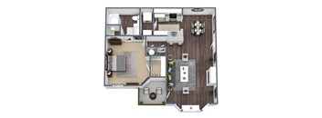 A2 Floor Plan, 1-Bed 1-Bath, 826 SQFT