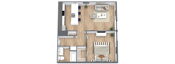 a floor plan of a house with a bedroom and a living room