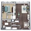 A3, 1-Bed 1-Bath Floor Plan, 809 SQFT