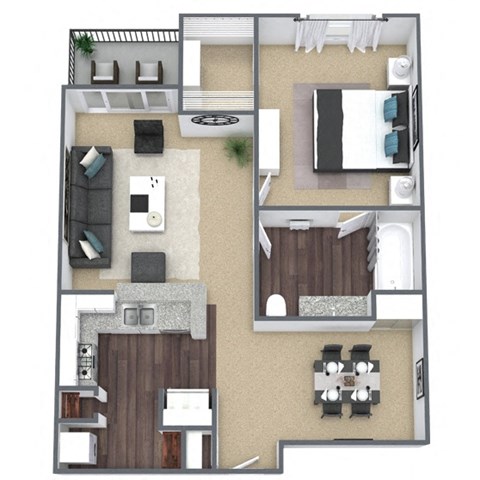A3 3D Floor Plan Image at Hidden Creek, Lewisville, Texas