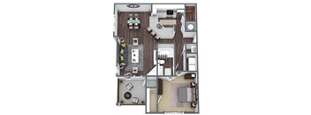 A3 Floor Plan, 1-Bed 1-Bath, 944 SQFT