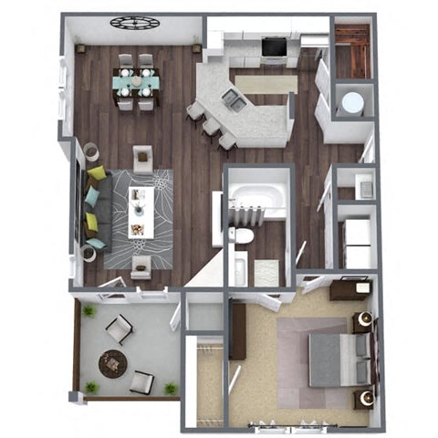 A3 Floor Plan, 1-Bed 1-Bath, 944 SQFT
