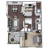 A3 Floor Plan, 1-Bed 1-Bath, 944 SQFT