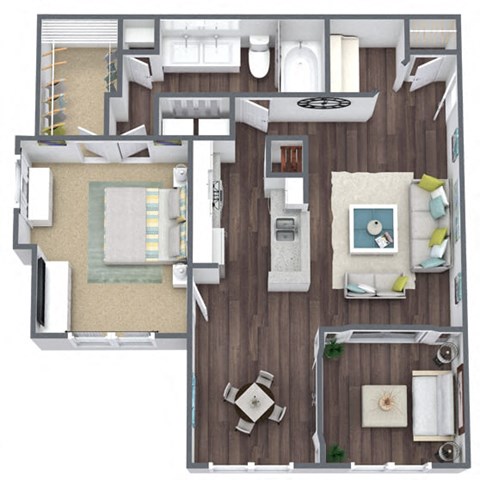 A4 Floor Plan, 1 bed 1 bath