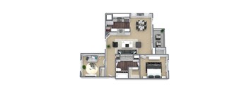 A5 3D Floor Plan Image at Hidden Creek, Lewisville, Texas