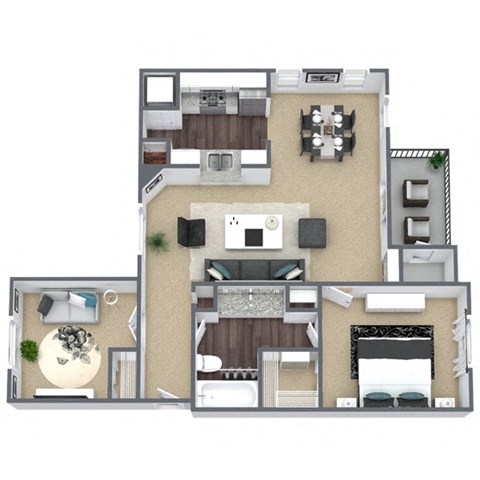 A5 3D Floor Plan Image at Hidden Creek, Lewisville, Texas